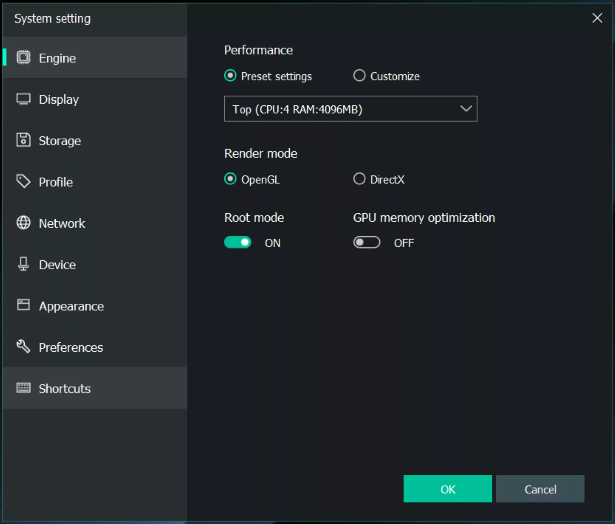 performance settings